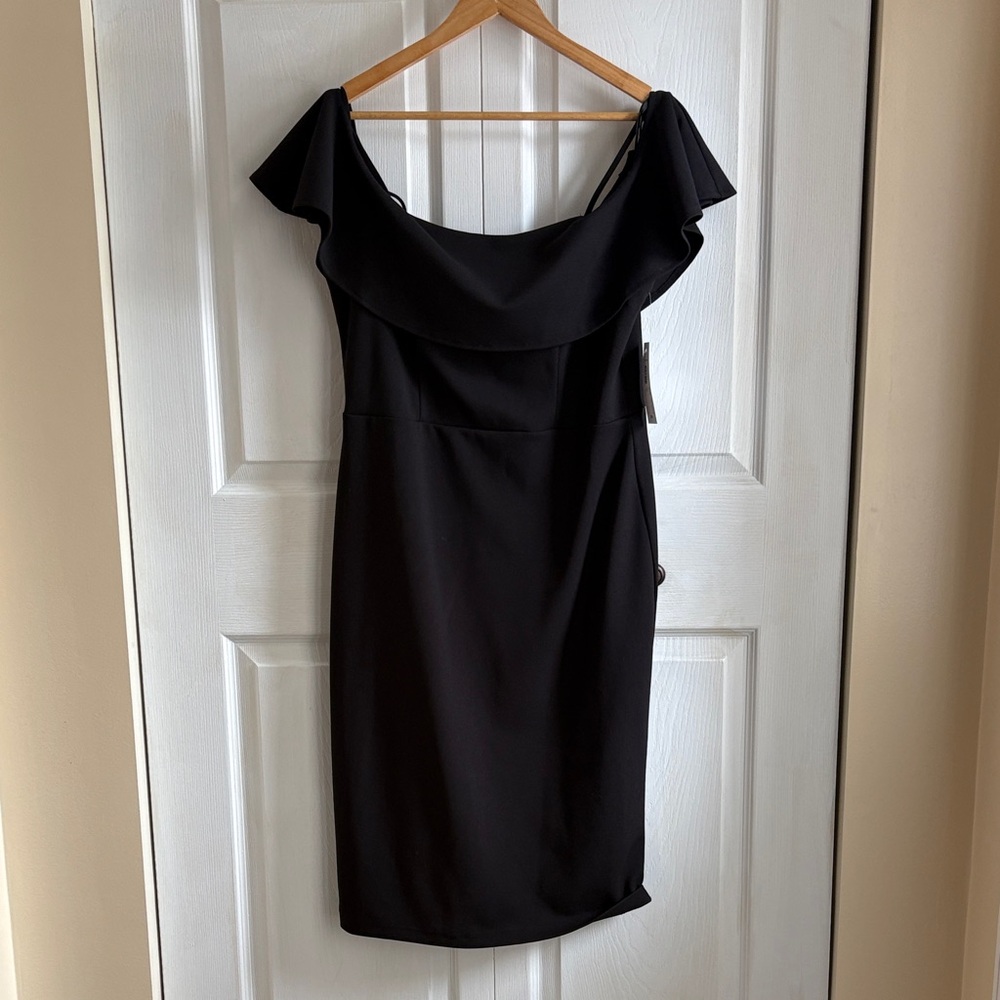 Premier Amour Womens Black Off Shoulder Ruffle Sheath Dress P4XG6473 New